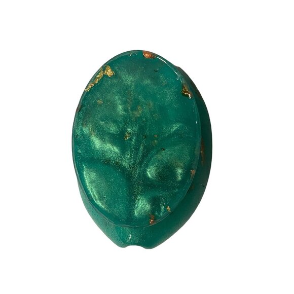 Handcrafted Green & Gold Resin Soap Dish - Unique Modern Home Decor - Picture 9 of 12